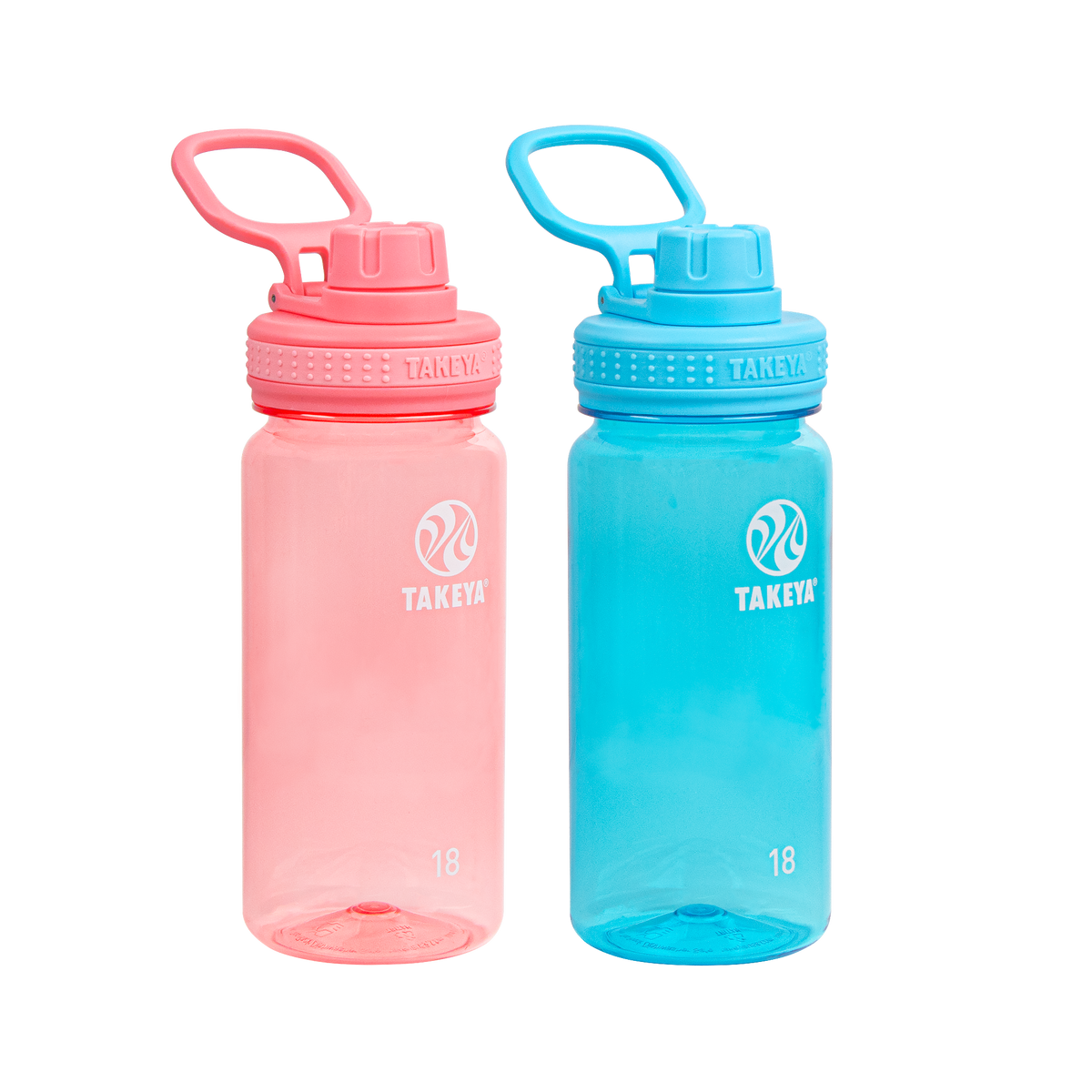 tritan-water-bottle-bundle-with-spout-lid-2-pack-s2 51475-Tritan-Spout-18-2pk-FlutterPink-BreezyBlue-Front_1.png